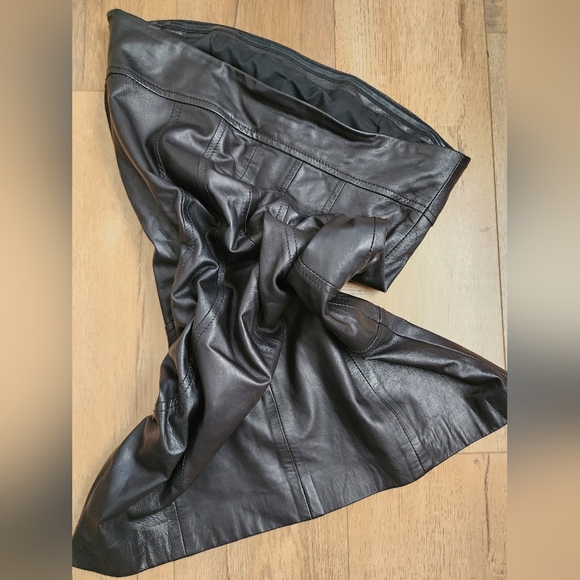 $690 NWT ARMANI Exchange Buttery Soft Leather ULTRA MINI Tube Dress 6 Open - Picture 9 of 9